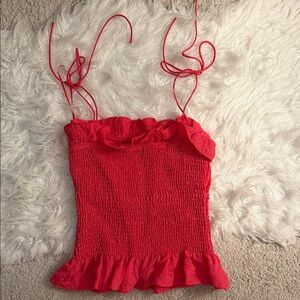Lush Vibrant Red Ruffle Camisole Size Small